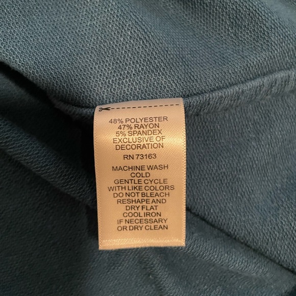 Cupio soft terrycloth cap sleeve tunic in dark teal blue. - Picture 5 of 5